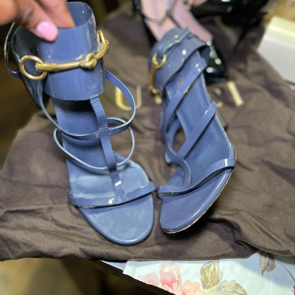 Authentic Blue Gucci Gladiator style caged sandals in size 36.5 - Picture 3 of 6